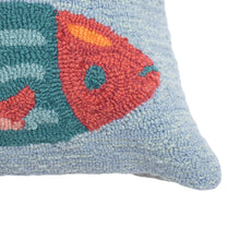 Load image into Gallery viewer, Liora Manne Frontporch Fishes Indoor Outdoor Pillow Aqua