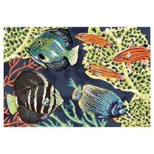 Liora Manne Marina Fish Indoor Outdoor Area Rug Navy