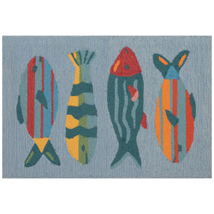 Liora Manne Frontporch Fishes Indoor Outdoor Rug Aqua