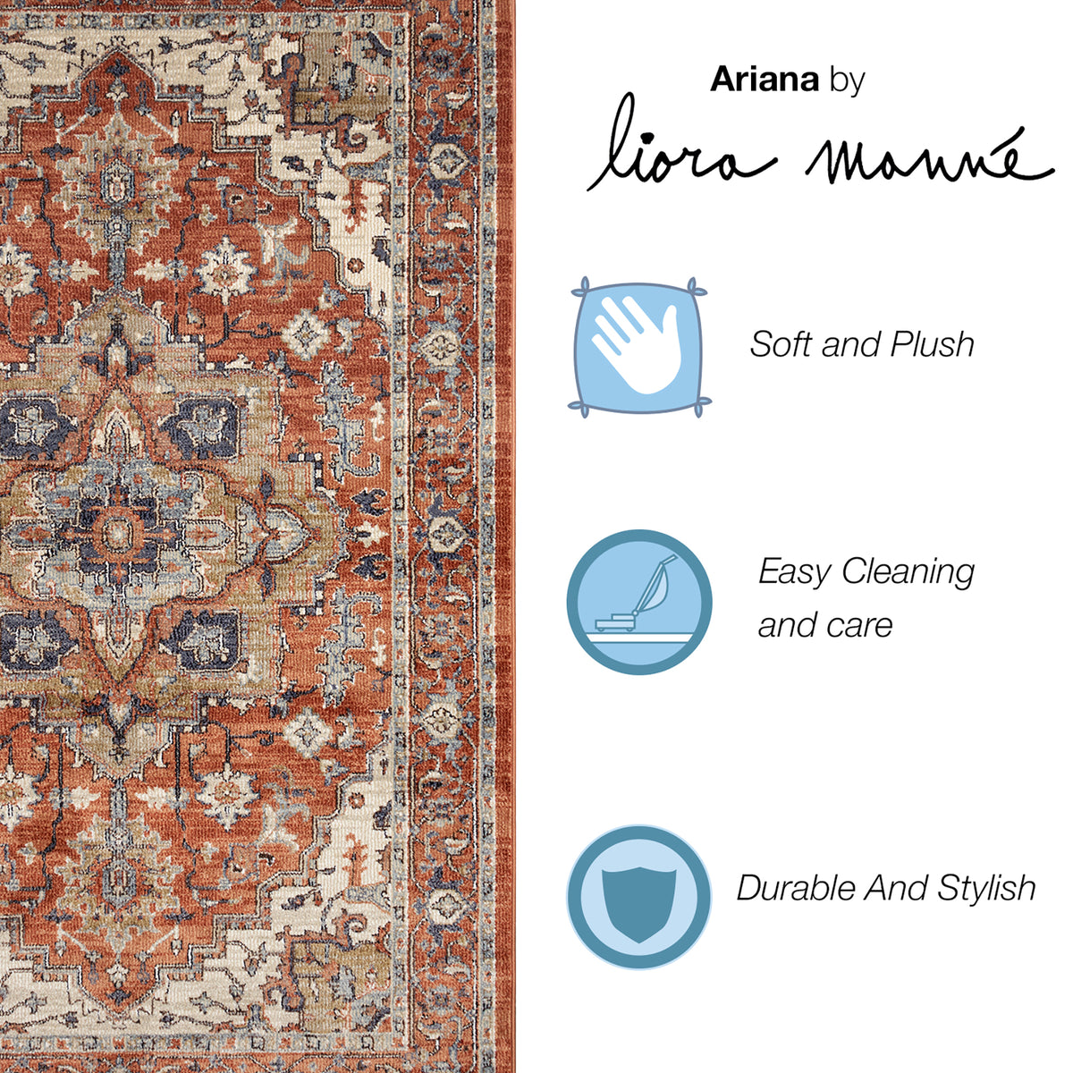Liora Manne Ariana Heriz Indoor Area Rug Clay – The Rug Department