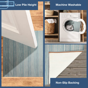 Liora Manne Miranda Tweed Stripe Indoor Outdoor Area Rug Aqua