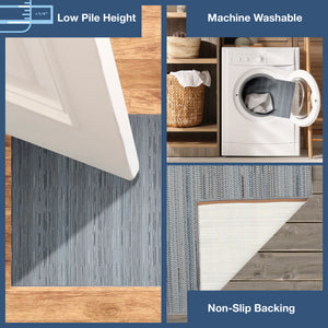 Liora Manne Miranda Tweed Stripe Indoor Outdoor Area Rug Denim