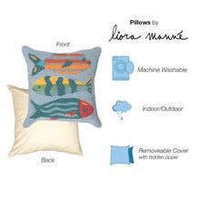 Load image into Gallery viewer, Liora Manne Frontporch Fishes Indoor Outdoor Pillow Aqua