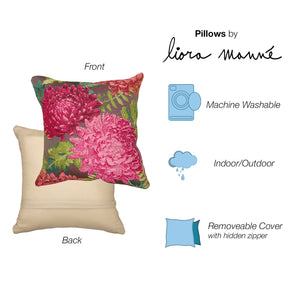 Liora Manne Marina Mums Indoor Outdoor Decorative Pillow Fuchsia