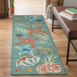 Liora Manne Marina Starfish Song Indoor Outdoor Area Rug Aqua