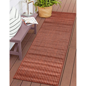 Liora Manne Carmel Texture Stripe Indoor Outdoor Area Rug Chili
