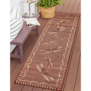 Liora Manne Carmel Dragonfly Indoor Outdoor Area Rug Chili