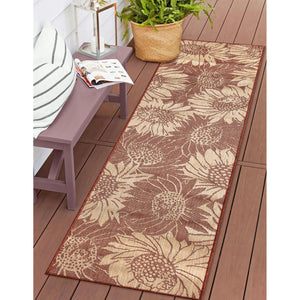 Liora Manne Carmel Sunflower Field Indoor Outdoor Area Rug Chili