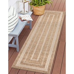 Liora Manne Sahara Multi Border Indoor Outdoor Area Rug Ivory