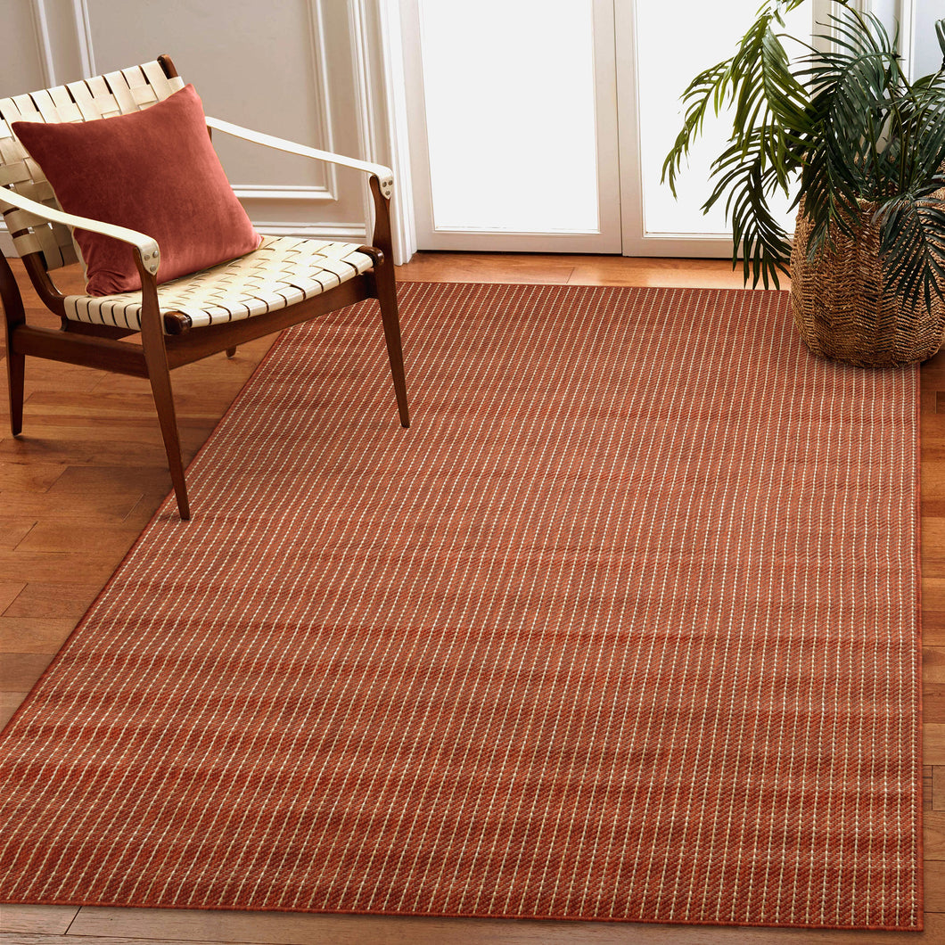 Liora Manne Carmel Texture Stripe Indoor Outdoor Area Rug Chili
