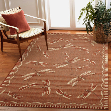 Liora Manne Carmel Dragonfly Indoor Outdoor Area Rug Chili