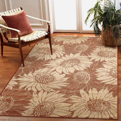 Liora Manne Carmel Sunflower Field Indoor Outdoor Area Rug Chili