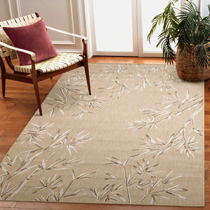 Liora Manne Carmel Bamboo Border Indoor Outdoor Area Rug Sand