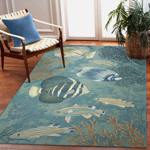 Liora Manne Marina Fish Indoor Outdoor Area Rug Aqua