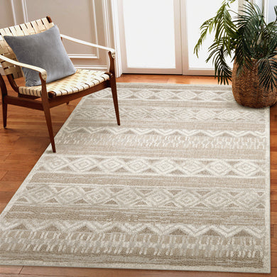 Liora Manne Napoli Diamond Stripe Indoor Rug Natural