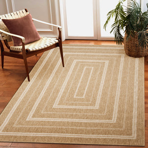 Liora Manne Sahara Multi Border Indoor Outdoor Area Rug Ivory