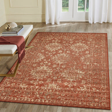 Liora Manne Carmel Vintage Floral Indoor Outdoor Area Rug Chili