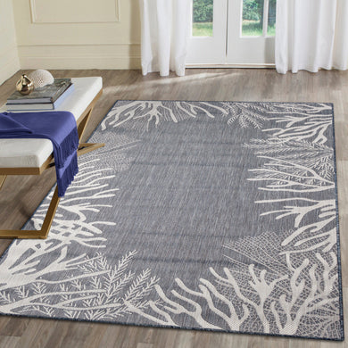 Liora Manne Carmel Reef Border Indoor Outdoor Area Rug Navy