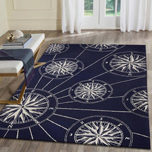 Load image into Gallery viewer, Liora Manne Frontporch Compass Indoor Outdoor Area Rug Navy
