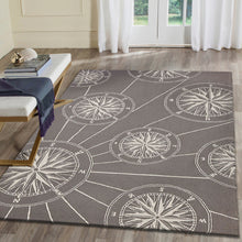 Load image into Gallery viewer, Liora Manne Frontporch Compass Indoor Outdoor Area Rug Grey