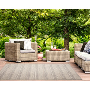 Liora Manne Miranda Tweed Stripe Indoor Outdoor Area Rug Silver/Brown