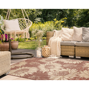 Liora Manne Carmel Sunflower Field Indoor Outdoor Area Rug Chili