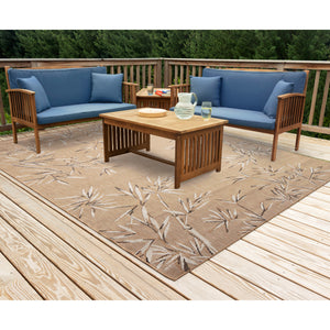 Liora Manne Carmel Bamboo Border Indoor Outdoor Area Rug Sand