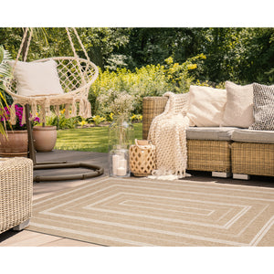 Liora Manne Sahara Multi Border Indoor Outdoor Area Rug Ivory