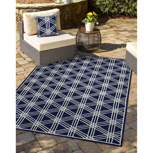 Liora Manne Capri Hex Indoor Outdoor Rug Navy