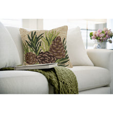 Load image into Gallery viewer, Liora Manne Frontporch Pinecones Indoor Outdoor Pillow Natural