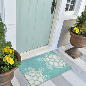 Liora Manne Capri Turtle Indoor Outdoor Area Rug Aqua