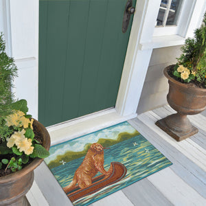 Liora Manne Esencia Lake Dog Indoor Outdoor Mat Green
