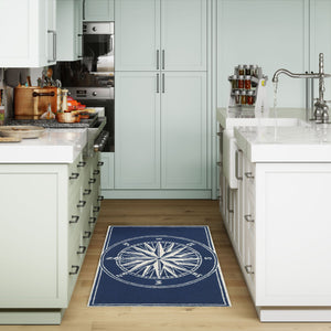 Liora Manne Frontporch Compass Indoor Outdoor Area Rug Navy