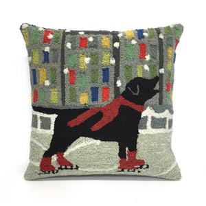 Liora Manne Frontporch Holiday Ice Dog Indoor Outdoor Decorative Pillow Red