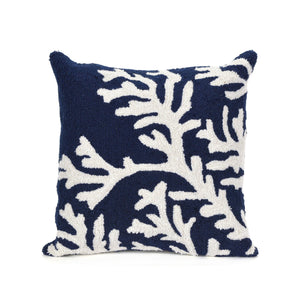 Liora Manne Frontporch Coral Indoor Outdoor Decorative Pillow Navy