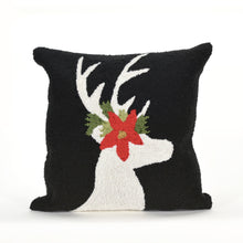 Load image into Gallery viewer, Liora Manne Frontporch Reindeer Indoor Outdoor Decorative Pillow Black