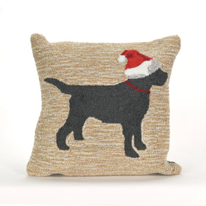 Liora Manne Frontporch Christmas Dog Indoor Outdoor Decorative Pillow Neutral