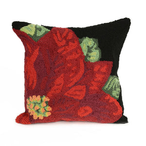 Liora Manne Frontporch Poinsettia Indoor Outdoor Decorative Pillow Black