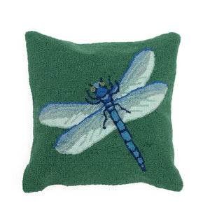 Liora Manne Frontporch Garden Dragonfly Indoor Outdoor Pillow Green