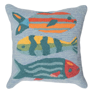 Liora Manne Frontporch Fishes Indoor Outdoor Pillow Aqua