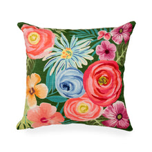 Load image into Gallery viewer, Liora Manne Illusions Flower Garden Indoor Outdoor Decorative Pillow Green