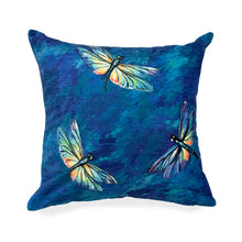 Load image into Gallery viewer, Liora Manne Illusions Dragonflies Indoor Outdoor Decorative Pillow Midnight