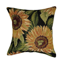 Load image into Gallery viewer, Liora Manne Marina Sunflowers Indoor Outdoor Decorative Pillow Black