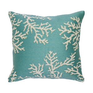 Liora Manne Marina Coral Edge Indoor Outdoor Decorative Pillow Aqua