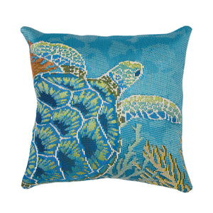 Liora Manne Marina Seaturtle Garden Indoor Outdoor Decorative Pillow Ocean