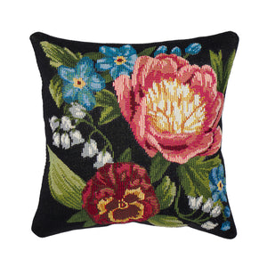 Liora Manne Marina Secret Garden Indoor Outdoor Decorative Pillow Black