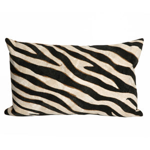 Liora Manne Visions I Zebra Indoor Outdoor Decorative Pillow Black