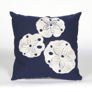 Liora Manne Visions I Sand Dollar Indoor Outdoor Decorative Pillow Navy