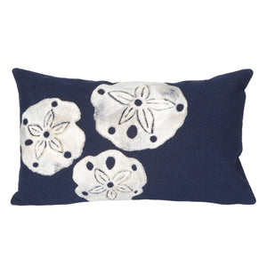 Liora Manne Visions I Sand Dollar Indoor Outdoor Decorative Pillow Navy