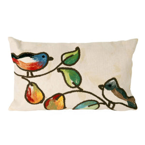 Liora Manne Visions III Song Birds Indoor Outdoor Decorative Pillow Cream